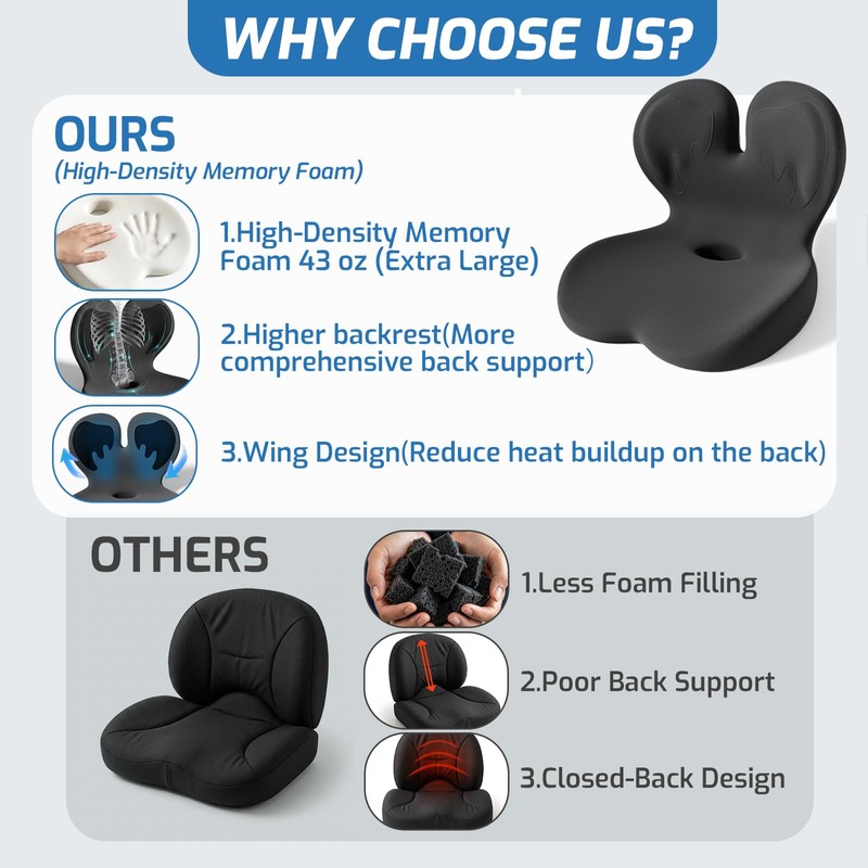 XZdream Seat Cushion, Office Chair Cushion with Lumbar Support Pillow,