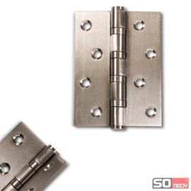 SOTECH Pack of 4 Door Hinges 101 x 76 x 2.0 mm Screw-On Tape Stainless Steel SS304 Ball Bearing Mounted with Stainless Steel Screws Hinge Load Capacity 60 kg Door Hinges for Indoor and Outdoor Use