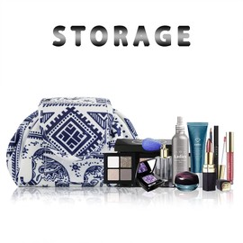 Lazy Drawstring Make up Bag Portable Large Travel Cosmetic Bag Pouch Travel Makeup Pouch Storage Organiser for Women Girl (Elephant)