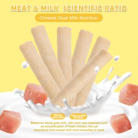 capuca Cat Grass Teething Stick 80g - Freeze Dried Chicken & Goat Milk Dental Treats, High-Protein Chews for Kittens and Cats, Supports Immunity & Teeth