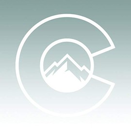Colorado Flag C with Mountains Sticker - Decal - Die Cut - CO Denver Boulder - White 9.65" x 10.00"