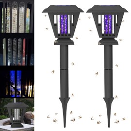 2 Pcs Solar Bug Zappers Outdoor Waterproof LED Solar Mosquito Zappers Outdoor Solar Powered Mosquito Killer Light Lamp