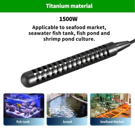 GRILLME 1500W Titanium Fully Submersible Portable Electric Immersion Water Heater,Bucket Water Heater,Seawater Heater for Fish Tank,Seawater Aquaculture,100% Protection Against Seawater Salt Corrosion