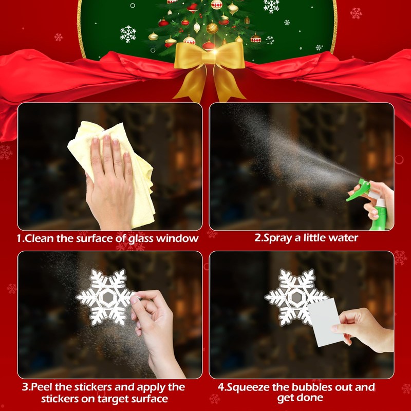 249 PCS Snowflake Window Clings, GeeRic Winter Decorations 6 Sheets