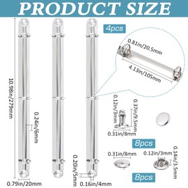 GORGECRAFT Set of 4 Notebook 3 Ring Binder Mechanisms Replacement Set 3 O Rings Clips Metal Binding Combs for Loose Sheets for Personal Organiser Planner DIY Documents Papers Platinum
