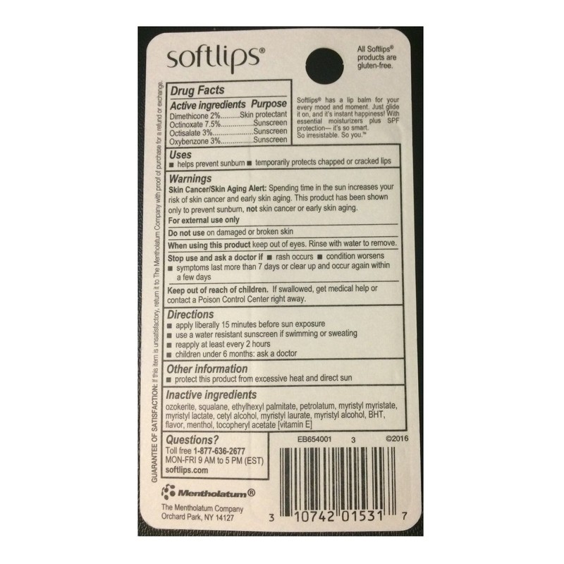 Softlips SPF 20 Lip Protectant Sunscreen, Cherry, 12 Count