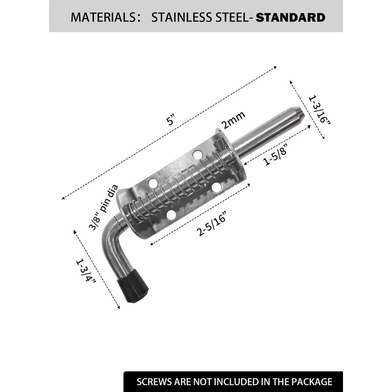 Quality Life Spring Loaded Gate Latch Pin Barrel Bolt 5in