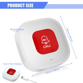 WiFi Emergency Call Button for Seniors, Seniors, Emergency Call Receiver, WiFi Alarm System, Home, SOS Emergency Button for Seniors, Patients, Disabled Elderly, Compatible with Tuya/Smart Life,