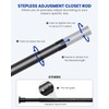 Closet Rods for Hanging Clothes, 17 to 84 Inches Stepless