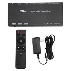 4K 30Hz HD Multimedia Interface Switch Splitter with Remote 6 Split Modes 4 in 2 Out Video Switcher Splitter for Laptops