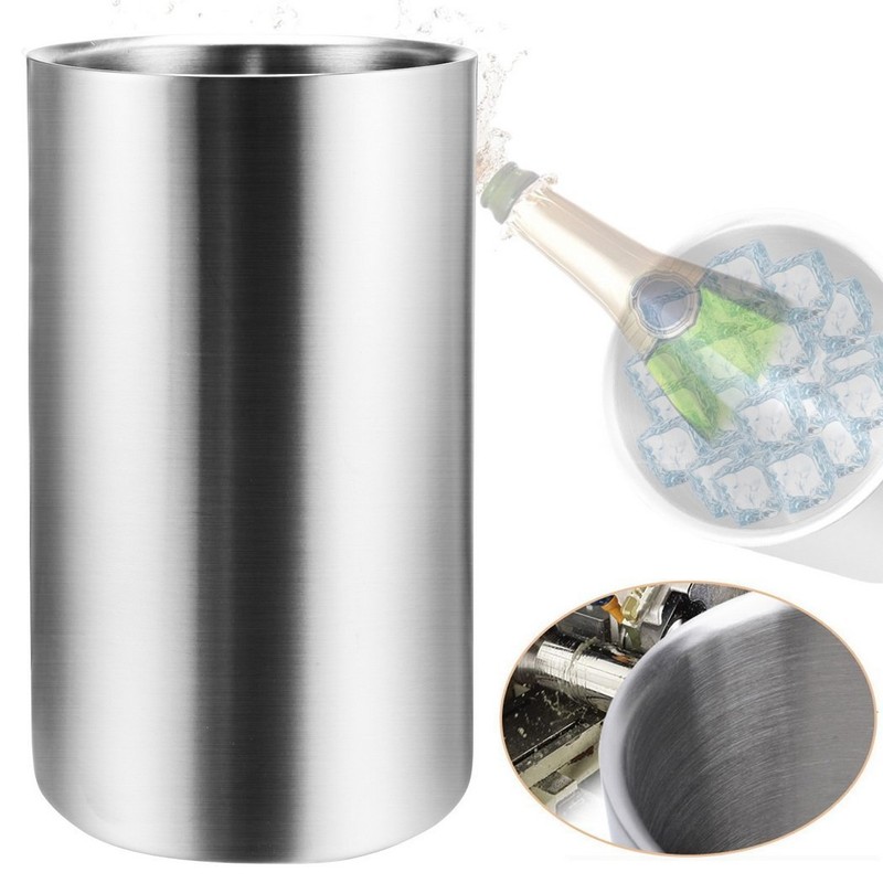 Stainless Steel Ice Bucket Double Wine Cooler
