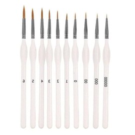 Fine Detail Brushes with Triangular Handles, perfect for Miniature Painting and Fine Detailing in Art, Acrylics, Nails, Models, Watercolors, Miniatures, Oils, and Wargaming Figures (10 PCS WHITE)