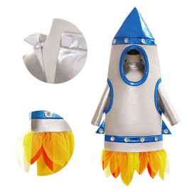 Claofoc Rocket Costume Children's Cosplay 3D Spaceship Astronaut Costume Boys Carnival Party Fancy Dress Costumes (XL)