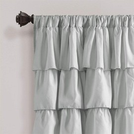 Lush Decor Light Gray Ruffle Window Curtain-Shabby Chic Farmhouse Style Panel for Living, Dining Room, Bedroom (Single), 84” x 50 L