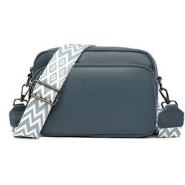 AiNinXun Leder Umhängetasche Damen Klein Tasche Frauen Crossbody Bag Handtasche Moderne Kleine Tasche mit Breitem Schultergurt Cross Body Bag Women Crossover Bag Bodybag Damen Crossbag Schultertasche