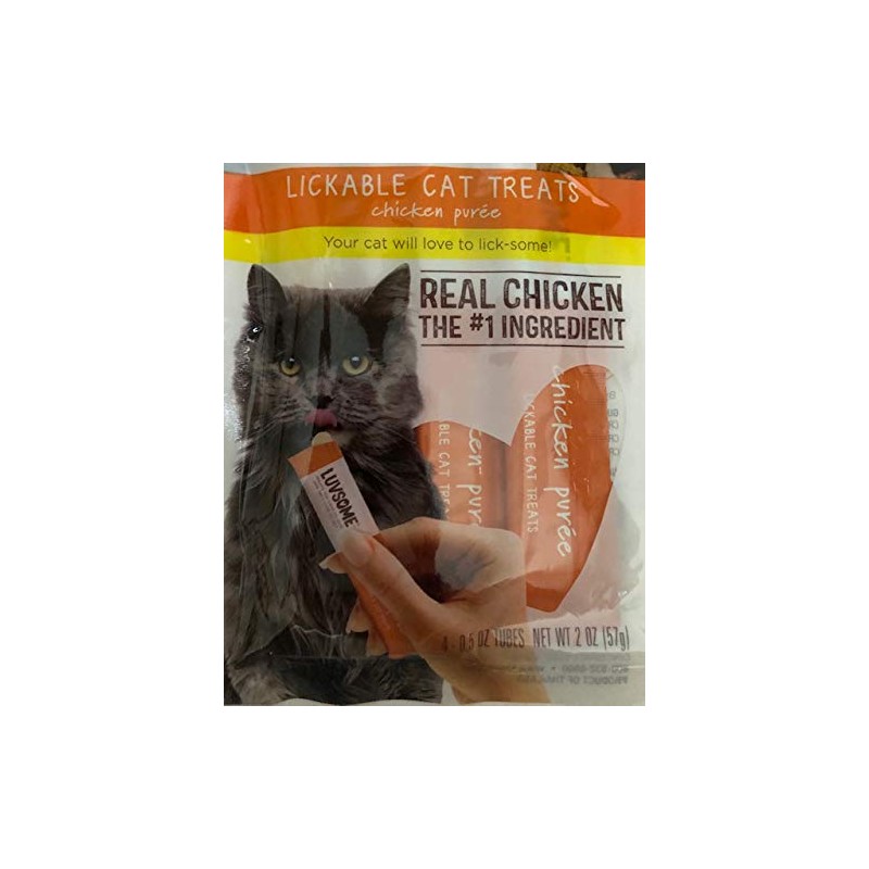 Luvsome Lickable Cat Treats Chicken Puree` (1) Pack with 4