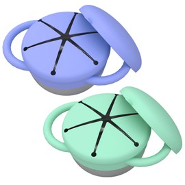 Yeomant Snack Cups for Toddlers Spill Proof, 2 Pack Toddler Snack Containers with Silicone Lids & Handles, Safe and Durable, Stainless Steel Baby Snack Containers