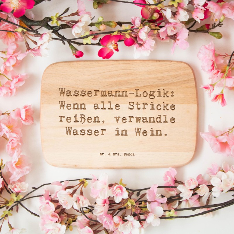 Mr. & Mrs. Panda Breakfast Board Saying Aquarius Logic -