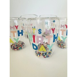 Slant Special “It’s My Birthday” Glass Cup 5” Birthday Cup 10oz Party Supplies