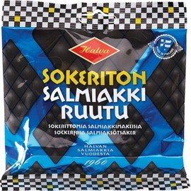 2 Bags x 90g of Halva Sokeriton Salmiakkiruutu - Original - Finnish - Sugar Free - Salty Licorice - Salmiak - Wine Gums - Candies - Sweets