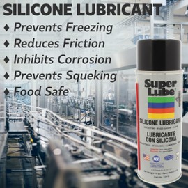 Super Lube Silicone Lubricant - General-Purpose Aerosol - NSF Rated Food Grade - Corrosion Inhibitor - Moisture Resistant - Rubber-Safe Silicone Spray - Translucent Clear - Aerosol - 11 oz (91110)