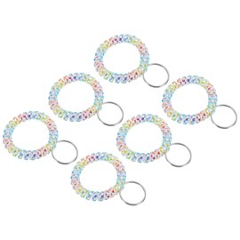PATIKIL Stretchable Wristband Wristlet Keychain, 6 Pack TPU Spiral Wrist Coil Key Ring Holder for Outdoor Sport Gym Pool Sauna ID Badge, Light Colorful