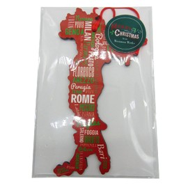 Italy Ornament Wooden Christmas Tree Decoration with Italian Town and City Names, 6 Inches