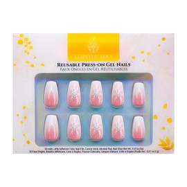Flocon de Neige - Lopotichat Short Press On Nails| Short Ballerina Snowflake | Reusable Fake Nails with Glue | X Coat Tips Press On Nails - 30pcs 15 Sizes Soft Gel Nail Kit