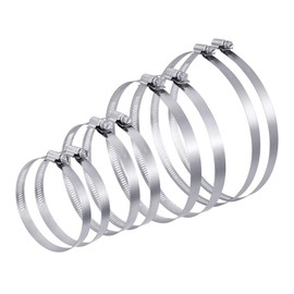 FRIUSATE 8pcs Jubilee Clips Stainless Steel Hose Clips Duct Clamps, Adjustable 72-165mm Range, Pipe Clip Worm Drive Clamp for Securing Hoses and Pipes Tube Assortment 4 Size