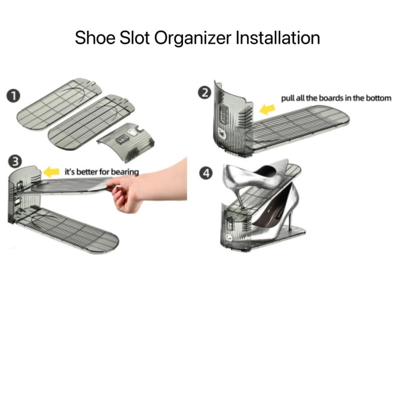 Uni HIMO Shoe Slots Organizer, Clear Shoe Stacker, Adjustable Level