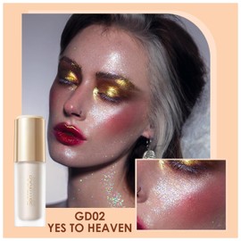 FOCALLURE Shimmer Liquid Highlighter, Smooth Cream Formula and Non-greasy Finish,Delivers a Natural Glow, Long Lasting Illuminator Highlighter Face Enhancing Makeup,Yes To Heaven