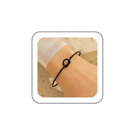 TseanYi Boho Open Cuff Bangle Bracelet Open Knot Bracelet Thin Open Bracelet Black Cuff Bracelet Minimalist Cuff Bracelet Tie Knot Cuff Bracelet Metal Tie Bnangle