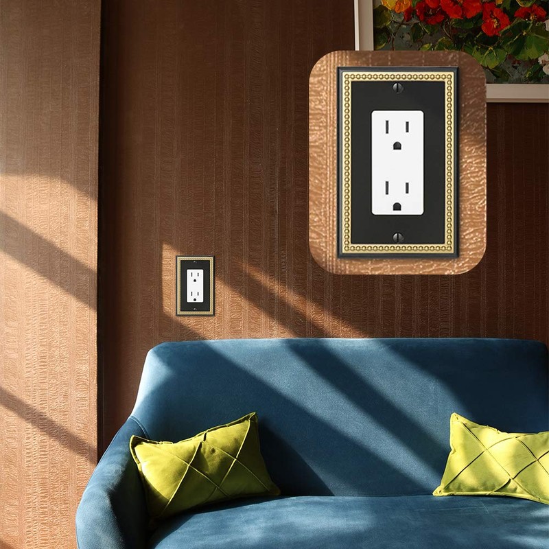 Pearled Frame Decorative Wall Plate Switch Plate Outlet Cover (Single