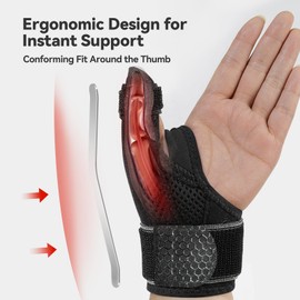 AGPTEK Thumb Support Brace, Thumb Spica Splint for Right & Left Hand, Breathable Thumb & Wrist Support with Metal Splint, Thumb Stabilizer for Arthritis, Tendonitis, Sprains, L