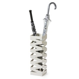Mango Steam Metal Square Tall 20 Inch Umbrella Holder (Zig-Zag White)