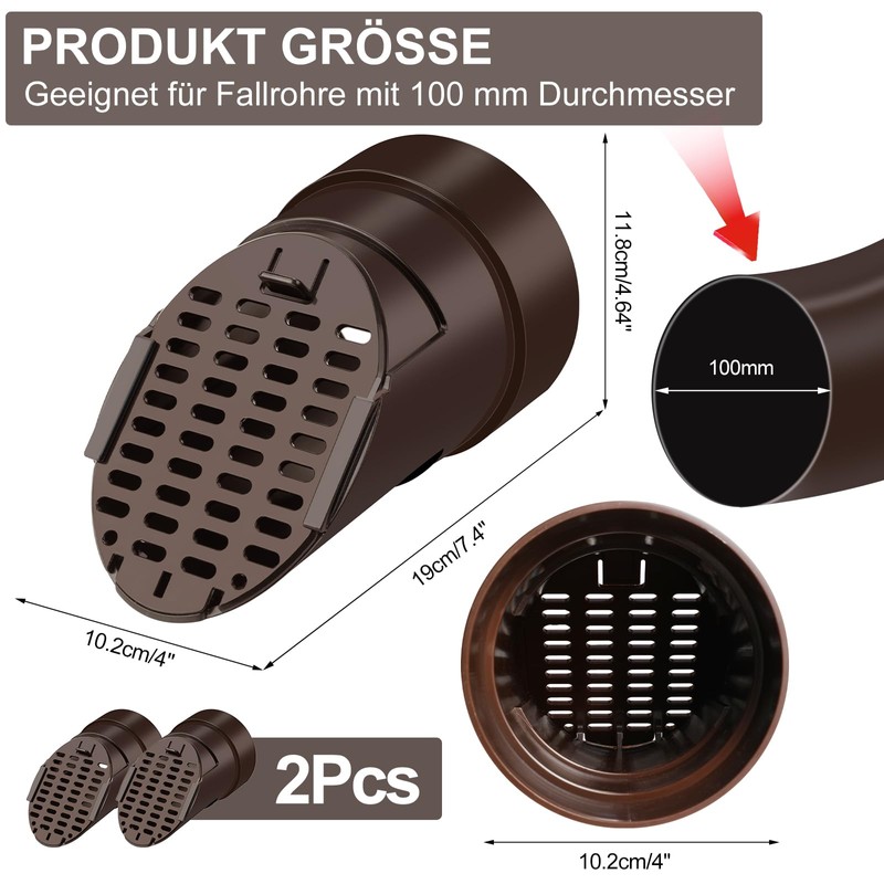 Gutter Downpipe Leaf Guard Gutter Guard (Brown)