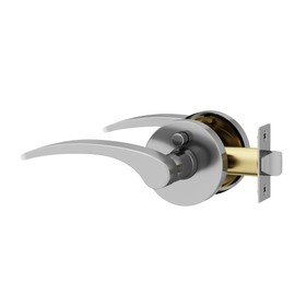 Okun Brook 1 Pack Privacy Door Handle for Bathroom and Bedroom with Push Button Interior Reversible in Chrome
