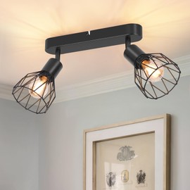 VEKIDOT Deckenstrahler LED 2 Flammig Schwenkbar - Deckenstrahler Schwarz 2 Flammig Metall - E14 Deckenlampe Strahler Deckenleuchte Spot Vintage - Lampe Wohnzimmer Küchenlampe Decke Nein Leuchtmittel