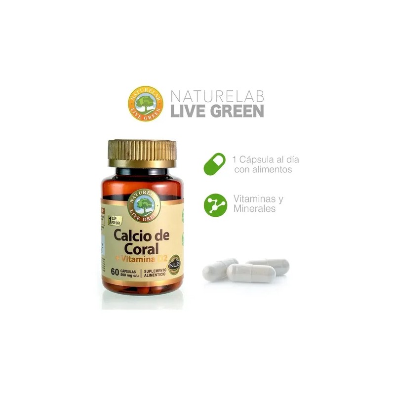 Calcio De Coral + Vitamina D2 - 60 Cápsulas -