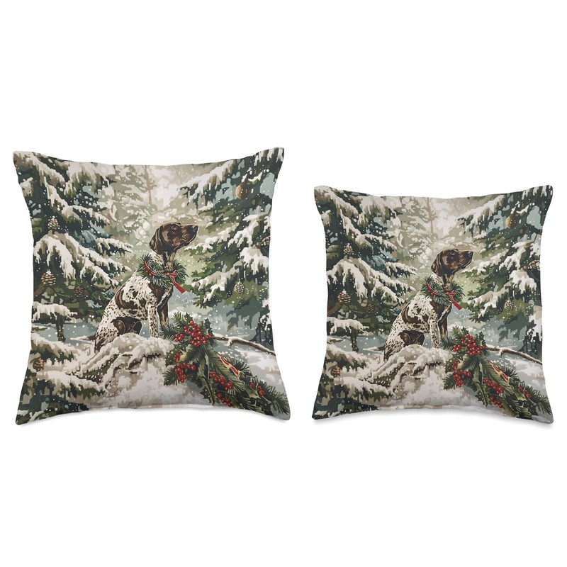 Funny German Shorthaired Pointer Dog Christmas Merry Xmas Throw Pillow