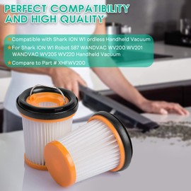 Jollsung Handheld Filter for Shark ION W1 Cordless Handheld Vacuum WV200UK, WV251UK, WV201, WV205, WV220, 4 pack Wandvac Filters Replacement Part # XHFWV200
