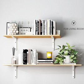 4PCS White Shelf Brackets - Heavy Duty Floating Shelf Brackets - Metal L Brackets for Wood Shelves - Wall Shelf Brackets 4 Inch (White)