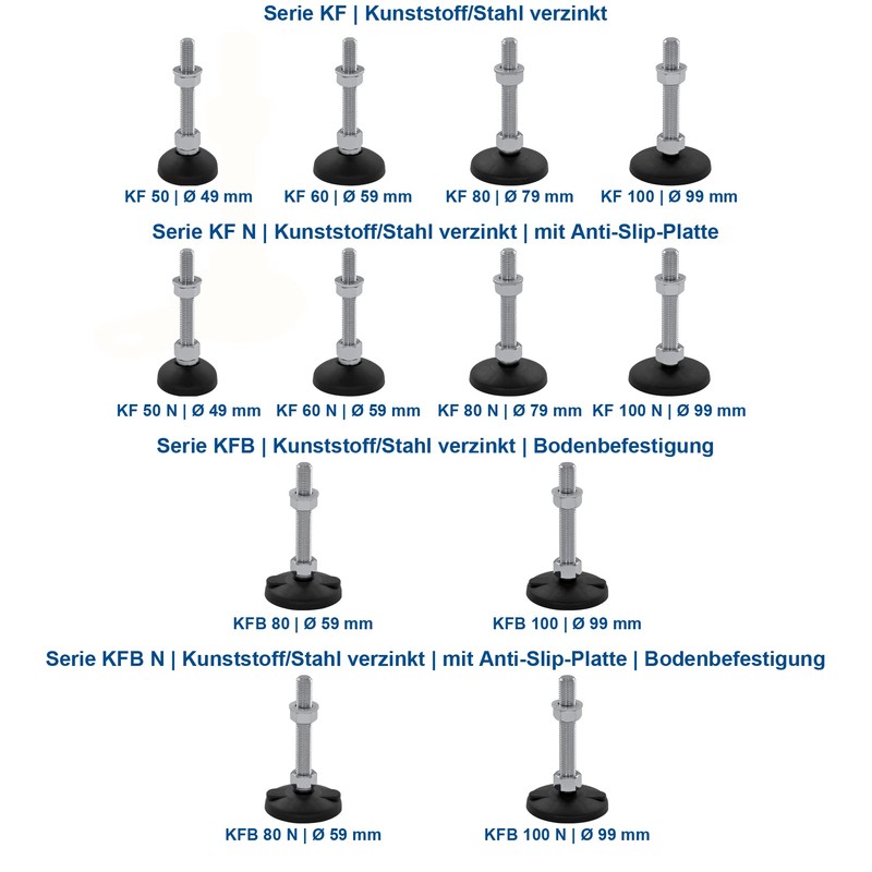 Schwaderer Machine Feet, Leveling Feet, Levelling Feet, Joint Feet, Height-Adjustable