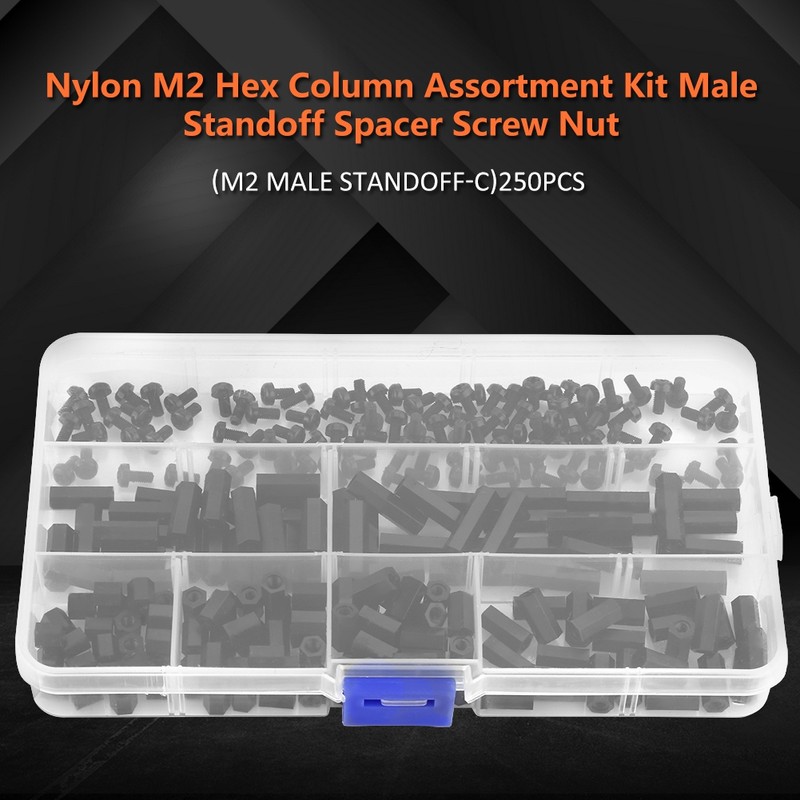 250PCS Nylon M3 Female Standoff Spacer Screw Assortment Kit Hex