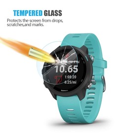 AKWOX Pack of 4 Compatible with Garmin Forerunner 45 45S 245 245 Music Tempered Glass Screen Protector, [0.3mm 2.5D High Definition 9H] Screen Protector for Garmin Vivoactive 3