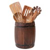 Tomato Garden Wooden Utensil Holder, Brown, Barrel Shape, Holds Spoons