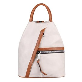 ITALYSHOP24.COM OBC Women's Backpack Shoulder Bag Leather Look Daypack Backpack Handbag Daypack City Backpack, beige / brown, shoulder bag