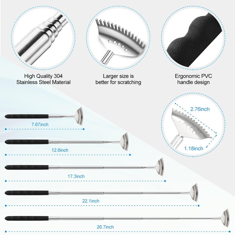 Yeipis 4Pcs Different Back Scratcher Extendable Back Massager Tool with