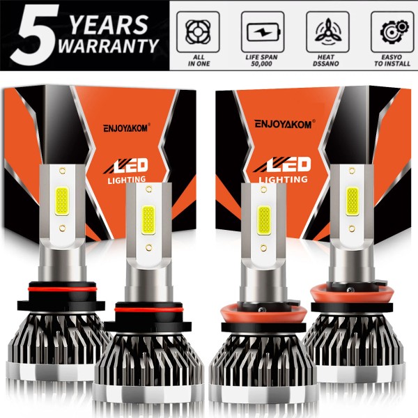 ENJOYAKOM 9005 H11 LED Headlights High Low Beam Bulbs 100W
