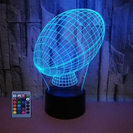 HPBN8 Ltd 3D Rugby Night Light Lamp 7/16 Color Change LED Lamp USB Powered Remote Control Touch Switch Decor Decorations Valentines Birthday Room Decoration